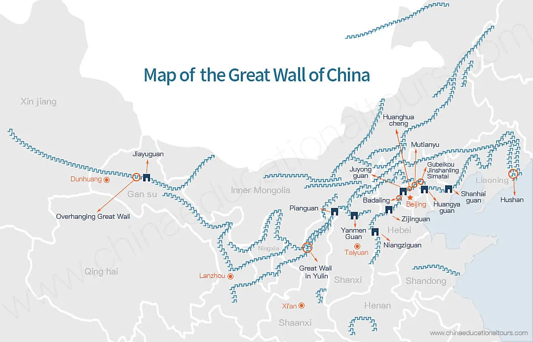 Map of China Great Wall