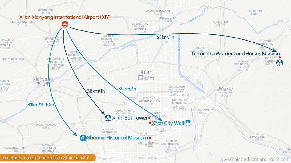 How to travel from Xian airport to major attractions