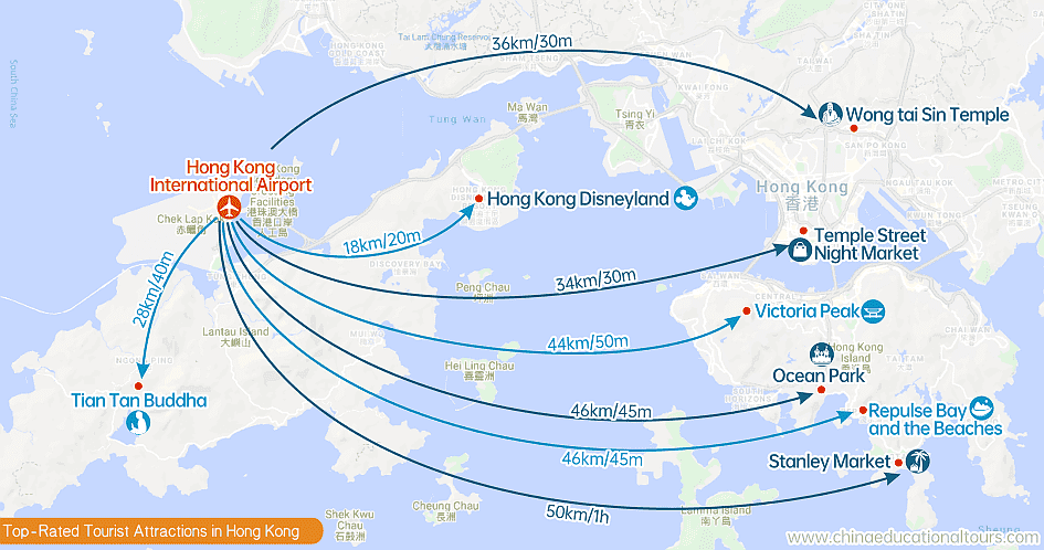 How to travel from Hong Kong airport to major attractions