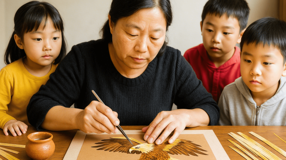 Wheat straw painting
