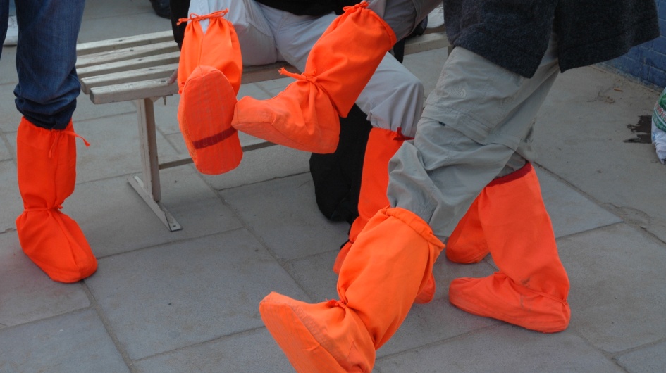 Doing Warm-up Exercises Before Hiking Under the Teacher's Guidance