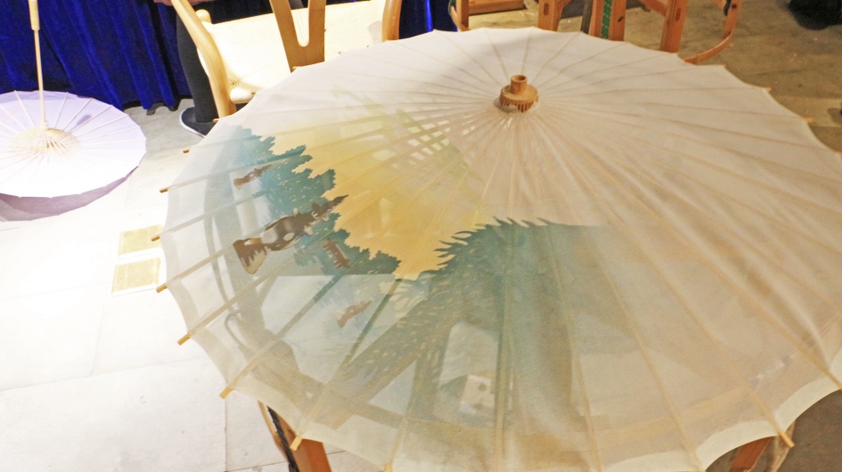 The beautiful painting on the umbrella