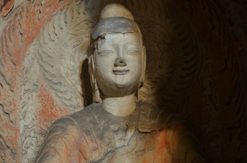 The colored Buddha statue of Yungang Grottoes