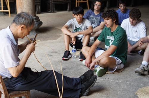 Students are learning to weave birdcages