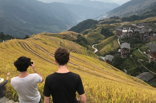 Hiking on the terraced fields